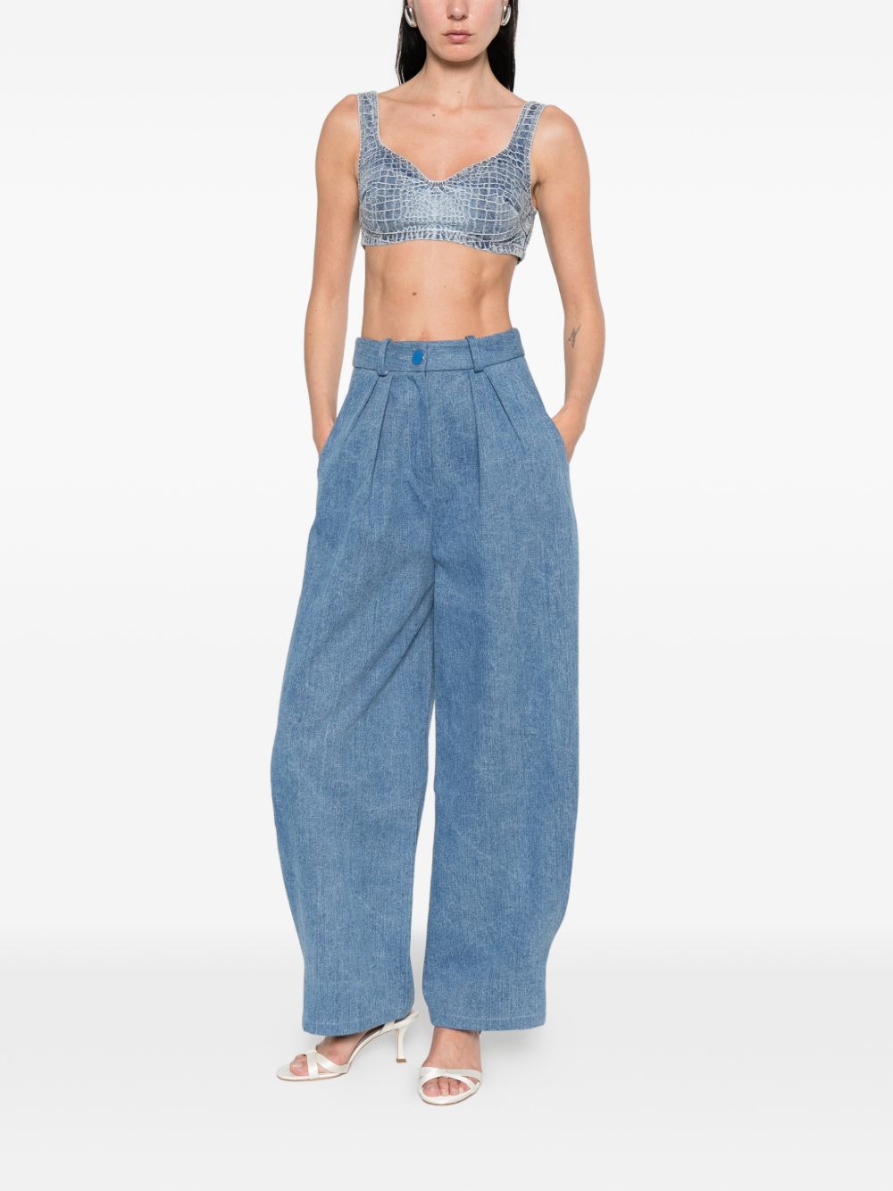 Top in jeans in blu Self-portrait - donna 