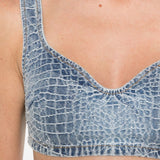 Top in jeans in blu Self-portrait - donna 