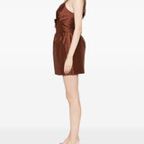 Abito corto con fiocco in marrone SHUSHU/TONG - donna 