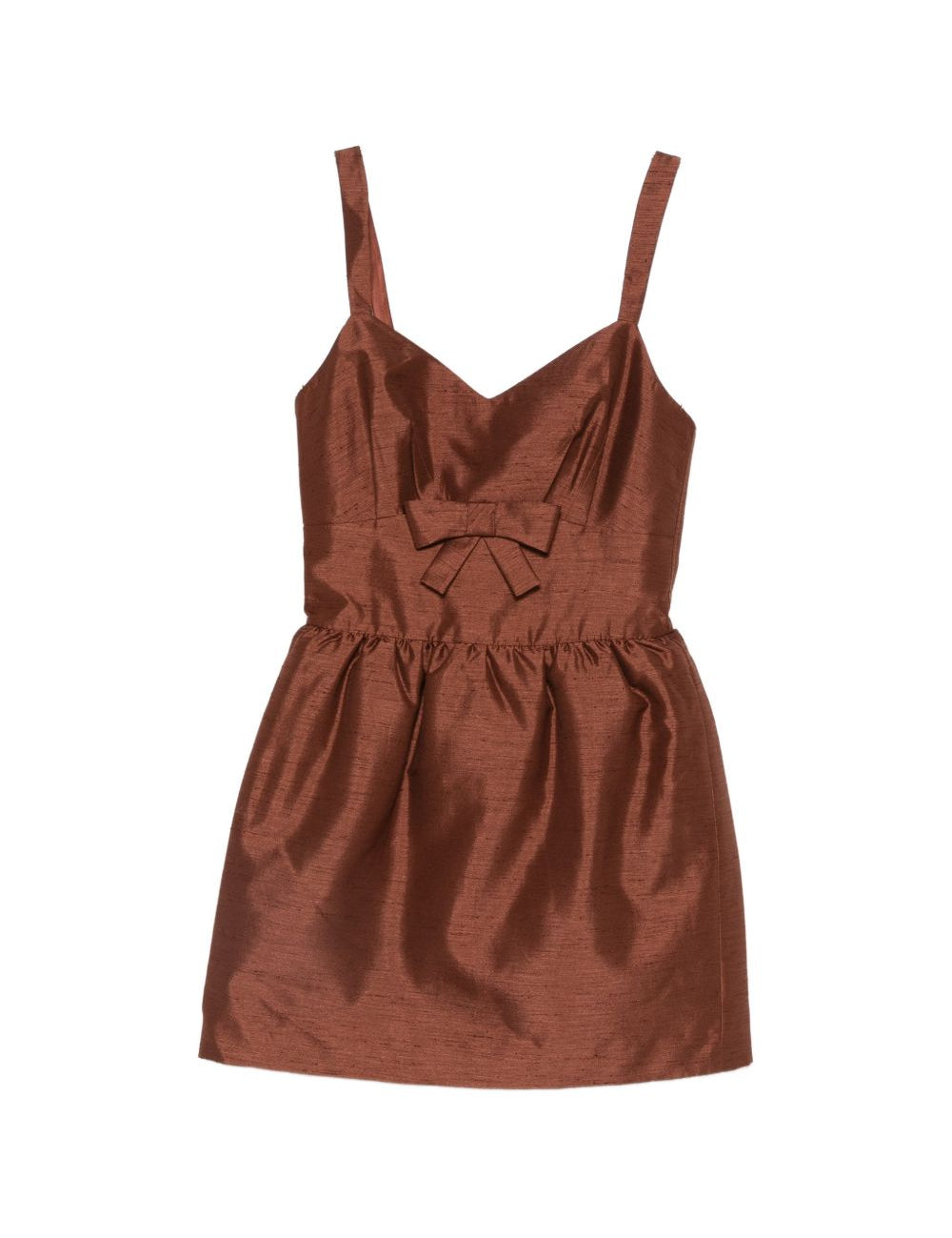 Abito corto con fiocco in marrone SHUSHU/TONG - donna 