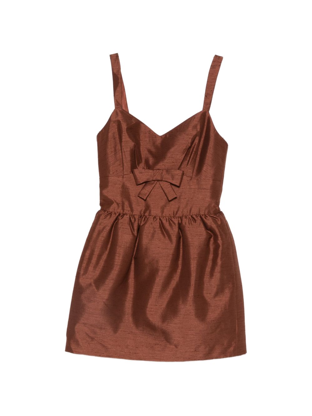 Abito corto con fiocco in marrone SHUSHU/TONG - donna 