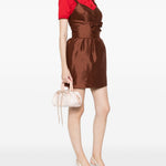 Abito corto con fiocco in marrone SHUSHU/TONG - donna 