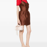 Abito corto con fiocco in marrone SHUSHU/TONG - donna 