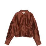 Camicia con vita a pieghe e finitura satinata in marrone Shushu/tong - donna 