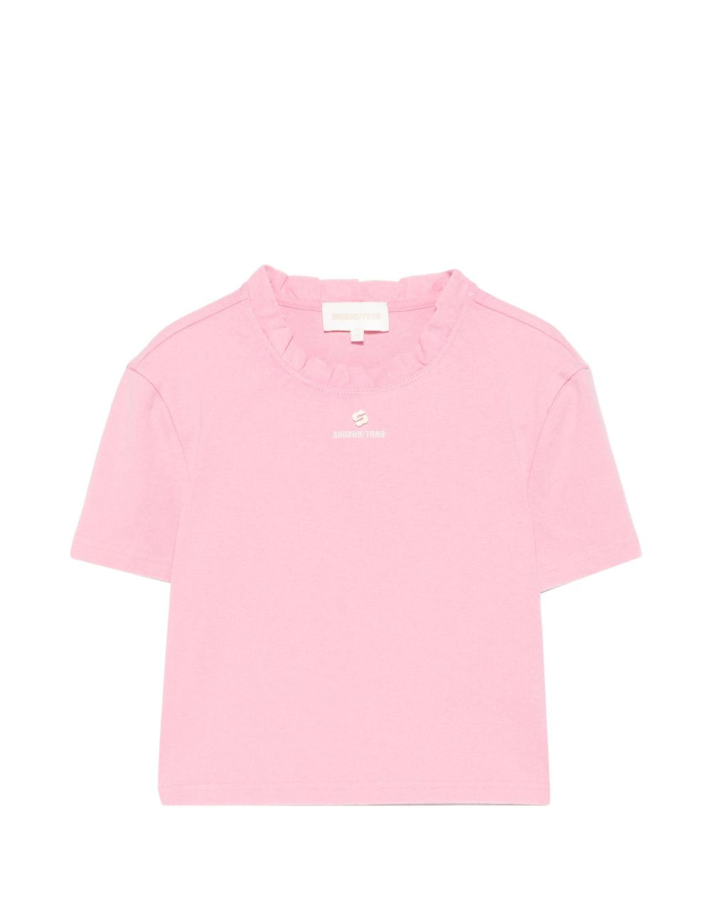 T-shirt con bordi arricciati e logo ricamato in rosa Shushu/tong - donna 