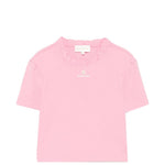 T-shirt con bordi arricciati e logo ricamato in rosa Shushu/tong - donna 