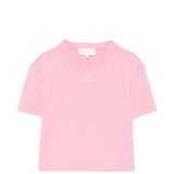 T-shirt con bordi arricciati e logo ricamato in rosa Shushu/tong - donna 