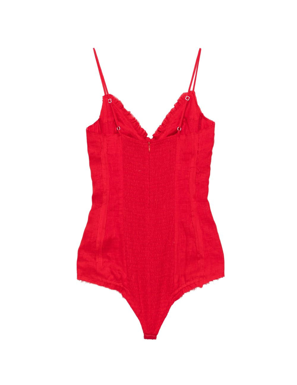 Body con volant e dettaglio a fiocco in rosso Shushu/tong - donna 