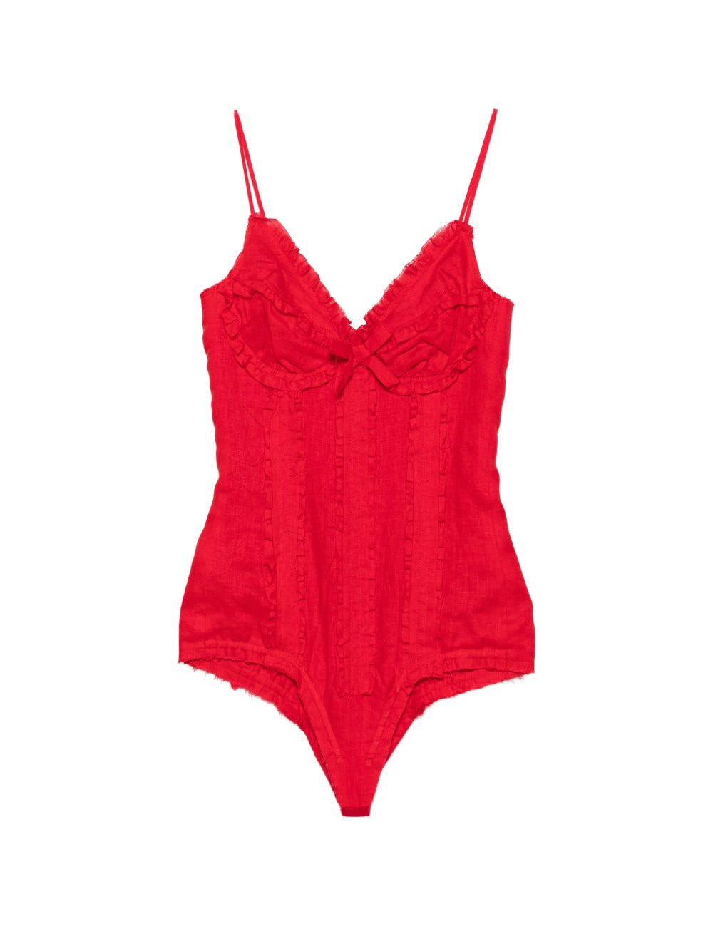 Body con volant e dettaglio a fiocco in rosso Shushu/tong - donna 