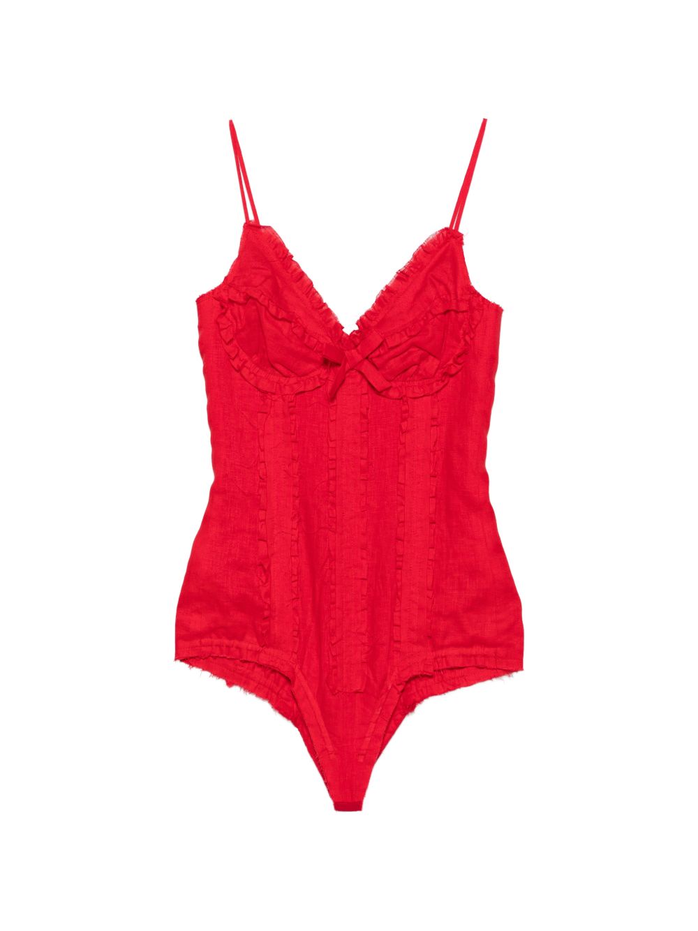 Body con volant e dettaglio a fiocco in rosso Shushu/tong - donna 