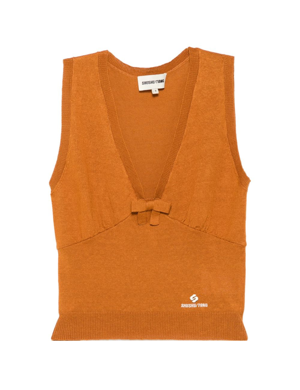 Canotta in maglia con dettaglio a fiocco in arancione Shushu/tong - donna 