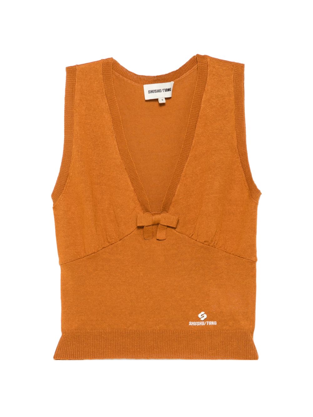 Canotta in maglia con dettaglio a fiocco in arancione Shushu/tong - donna 