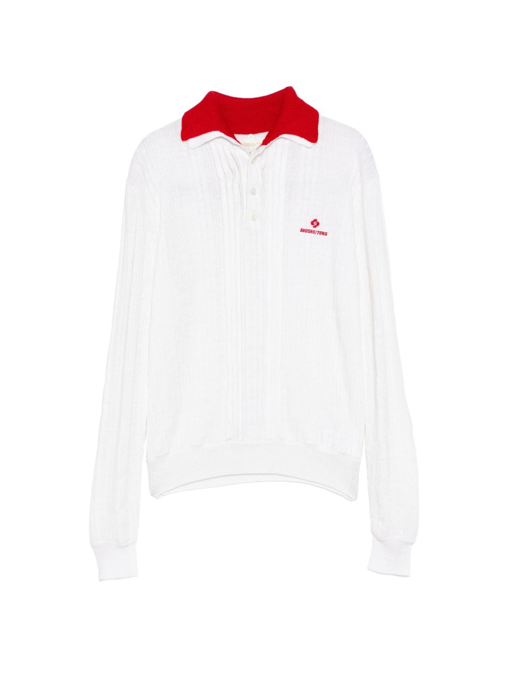 Polo con ricamo in bianco e rosso SHUSHU/TONG - donna 