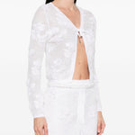 Cardigan con fiocco in bianco SHUSHU/TONG - donna 