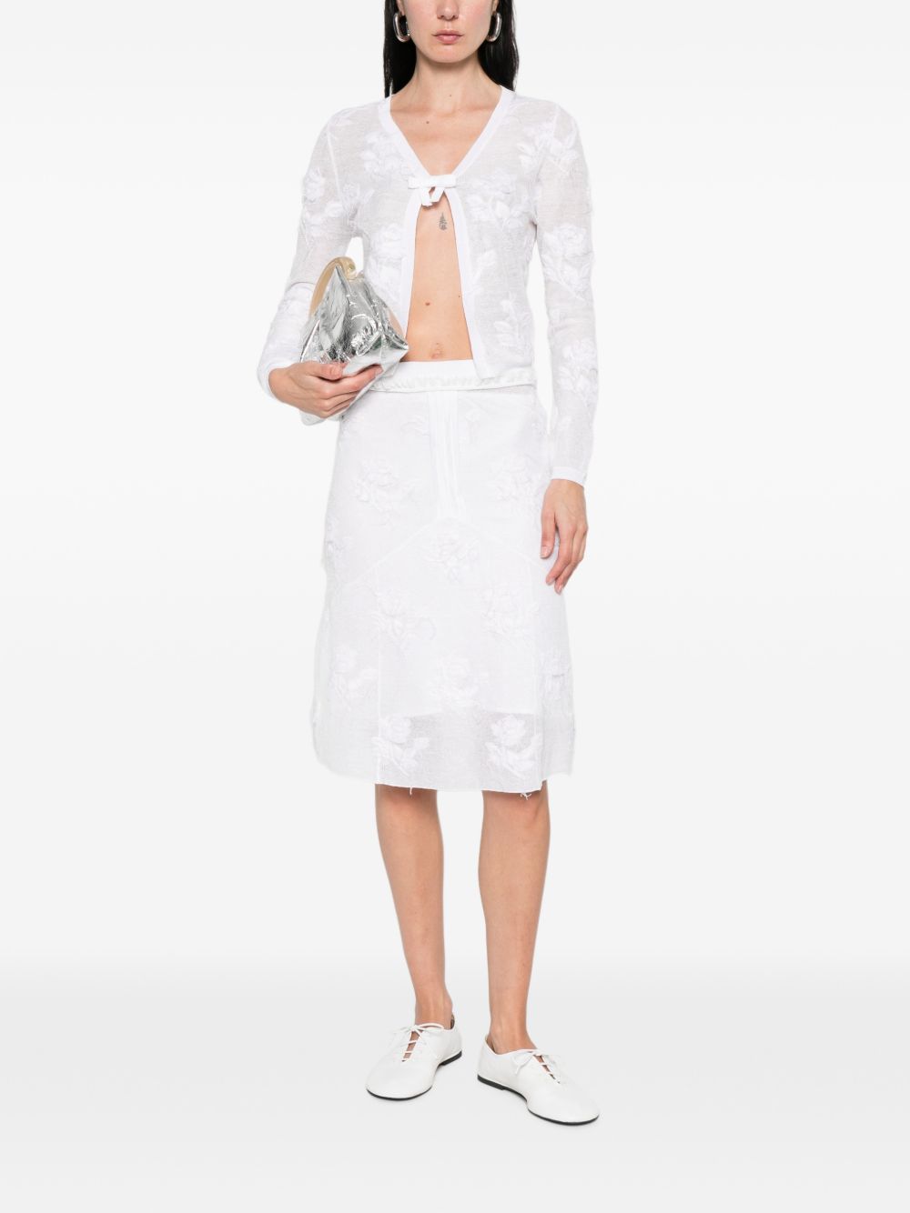 Cardigan con fiocco in bianco SHUSHU/TONG - donna 
