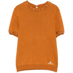 Top in maglia con bordo in pizzo in arancione Shushu/tong - donna 