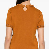Top in maglia con bordo in pizzo in arancione Shushu/tong - donna 
