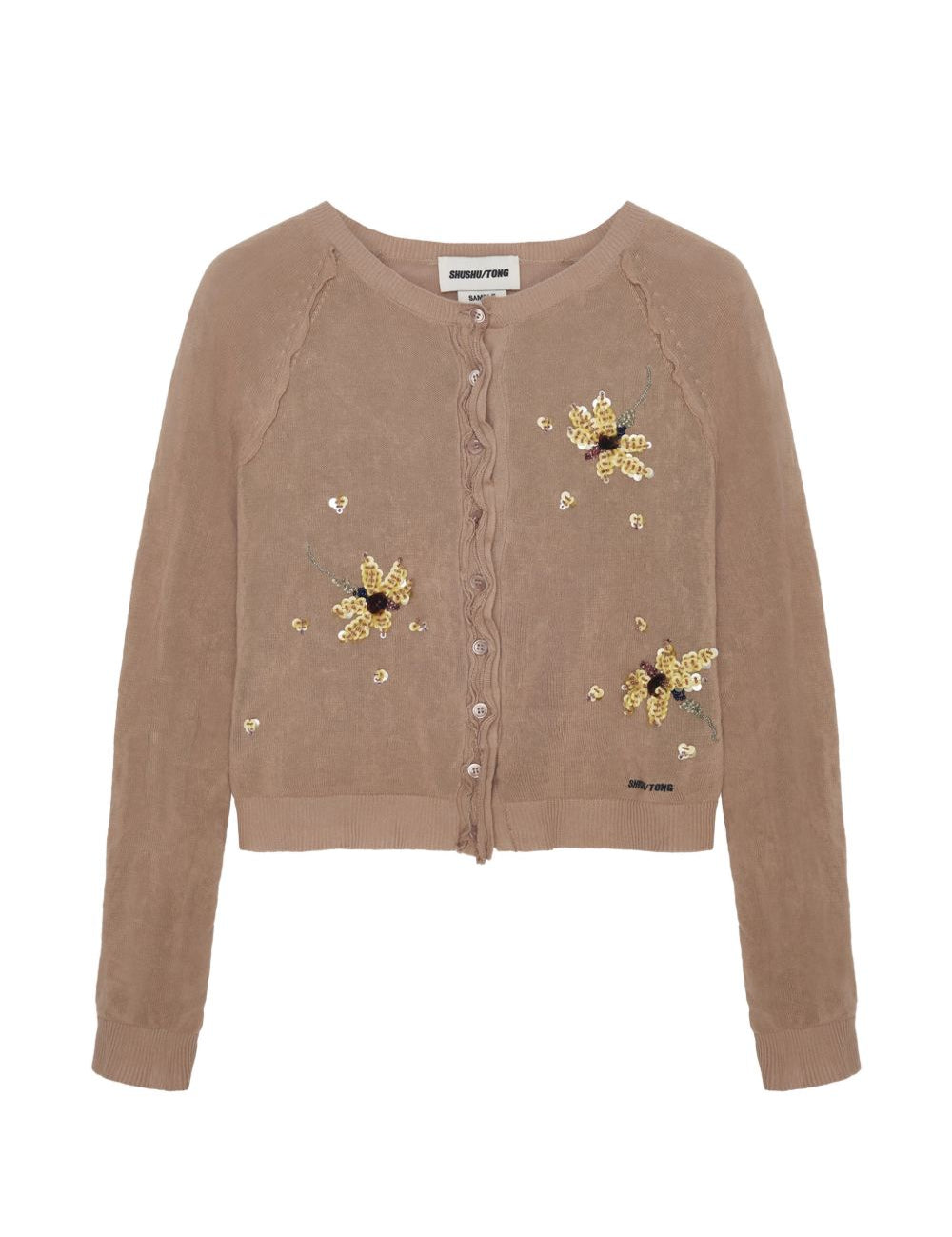 Cardigan con decorazione a fiori in marrone SHUSHU/TONG - donna 