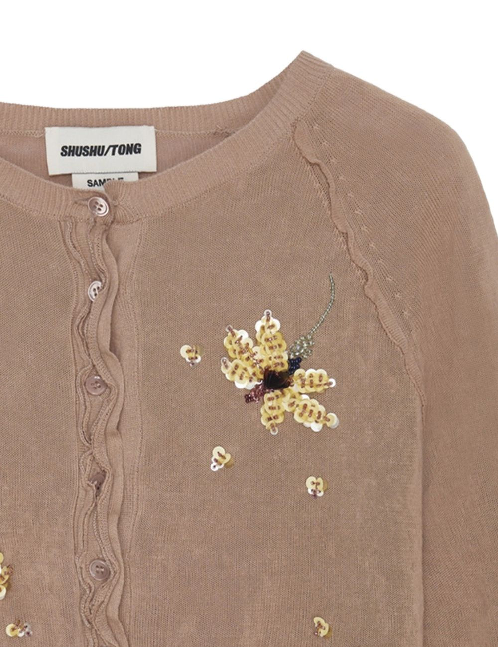 Cardigan con decorazione a fiori in marrone SHUSHU/TONG - donna 