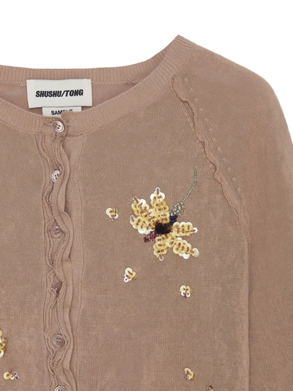 Cardigan con decorazione a fiori in marrone SHUSHU/TONG - donna 