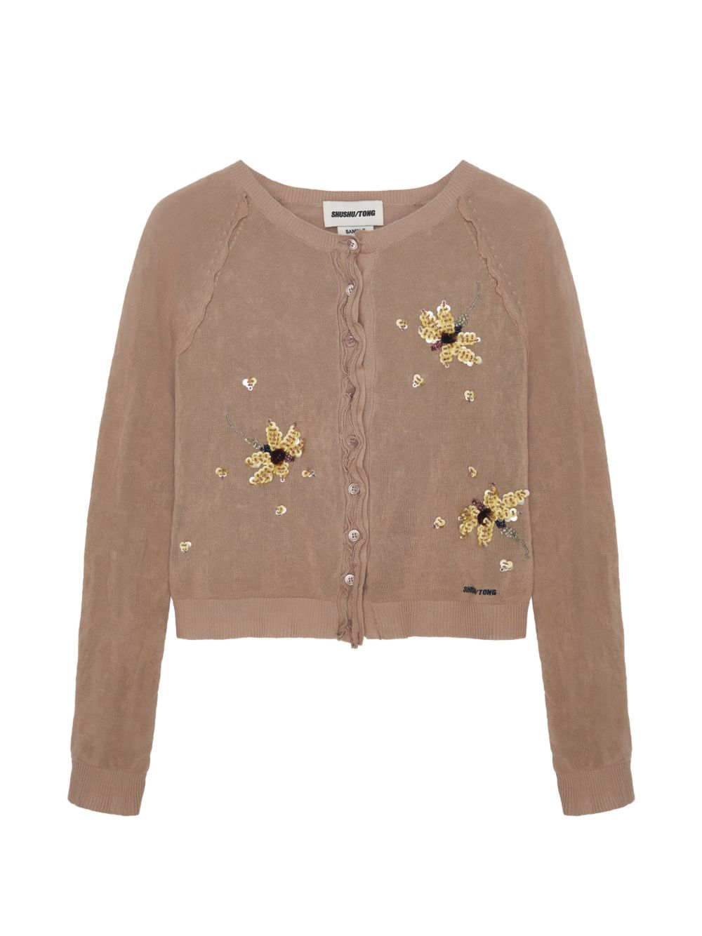 Cardigan con decorazione a fiori in marrone SHUSHU/TONG - donna 