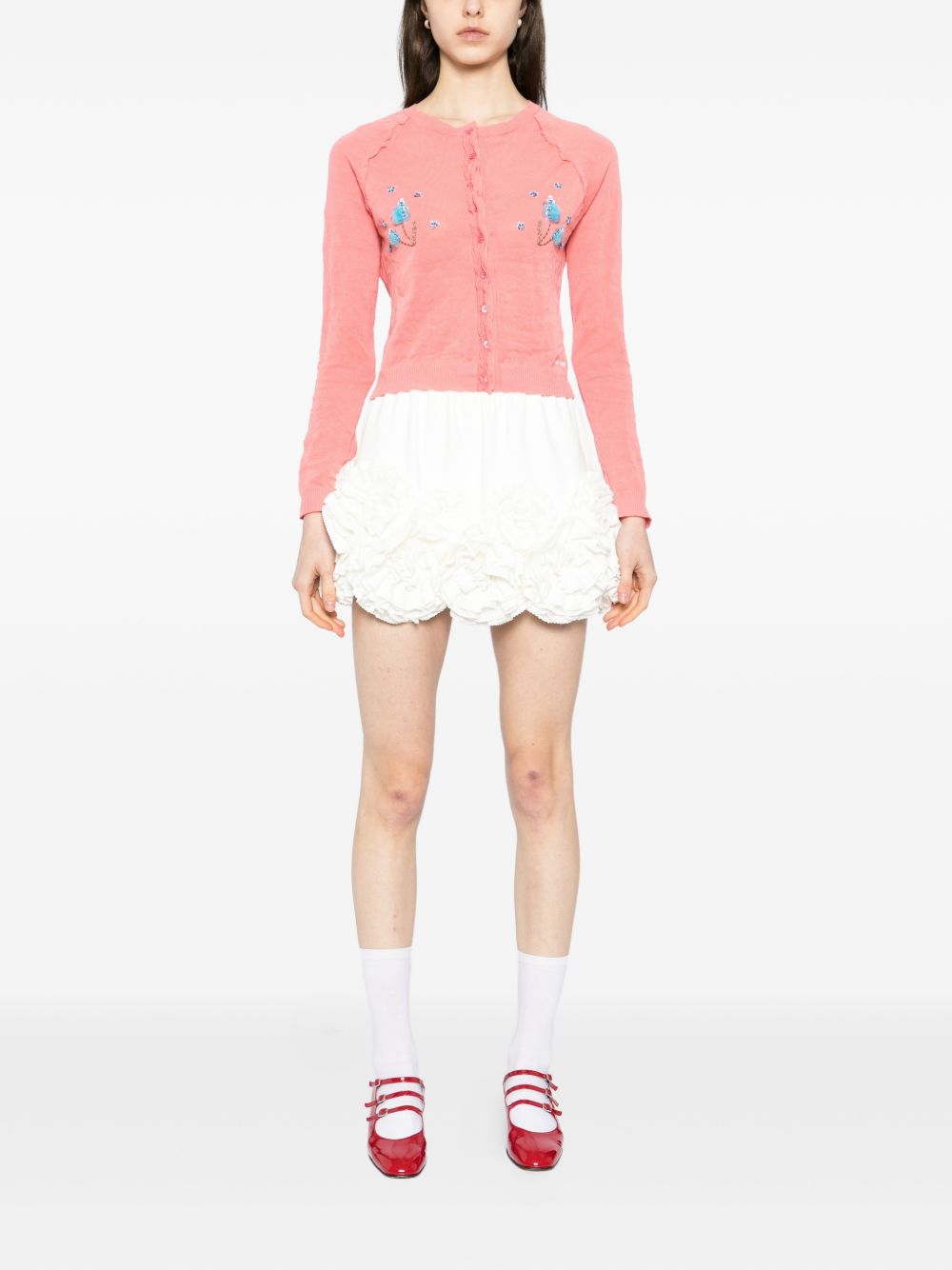 Cardigan con ricamo in rosa Shushu/tong - donna 