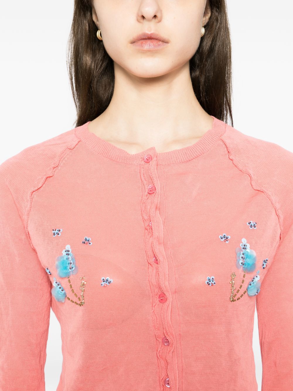 Cardigan con ricamo in rosa Shushu/tong - donna 
