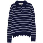 Polo a righe effetto usurato in blu e bianco Shushu/tong - donna 