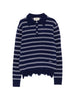 Shushu/tong women's distressed-effect striped polo shirt in blue and white