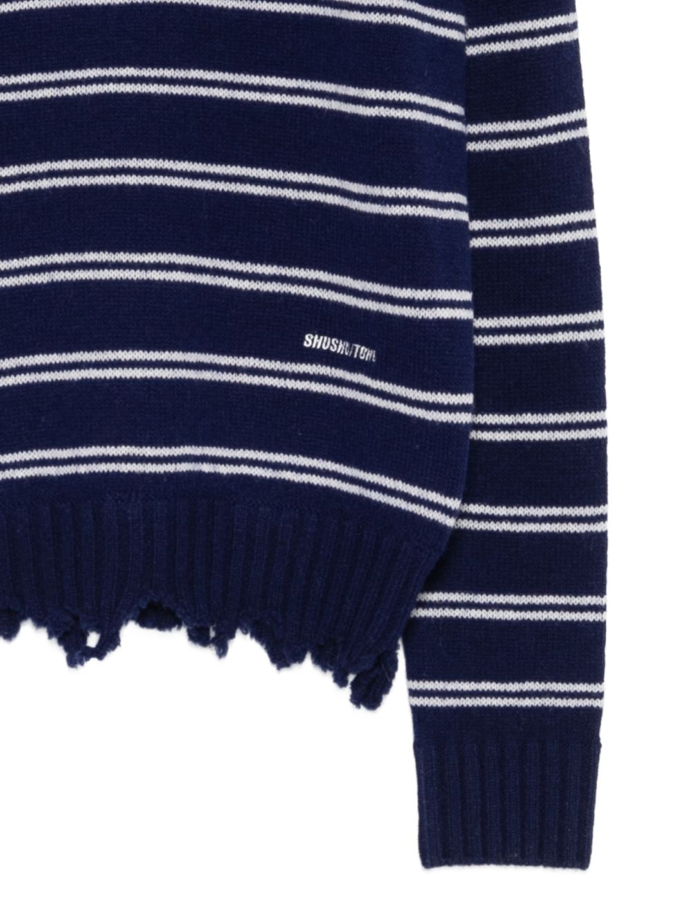 Polo a righe effetto usurato in blu e bianco Shushu/tong - donna 
