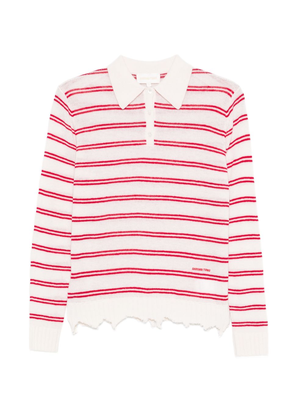 Polo a righe in bianco e rosso Shushu/tong - donna 