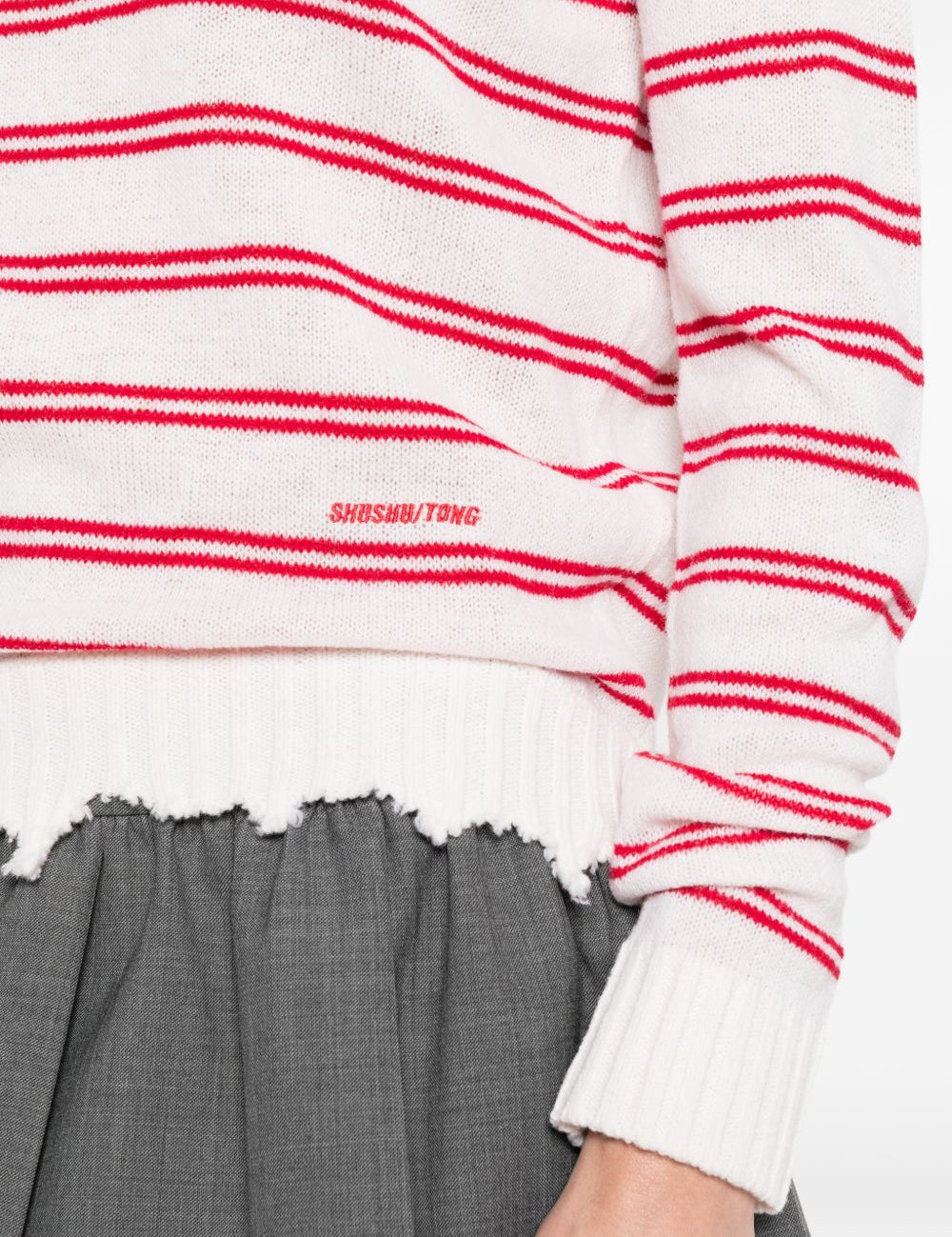Polo a righe in bianco e rosso Shushu/tong - donna 
