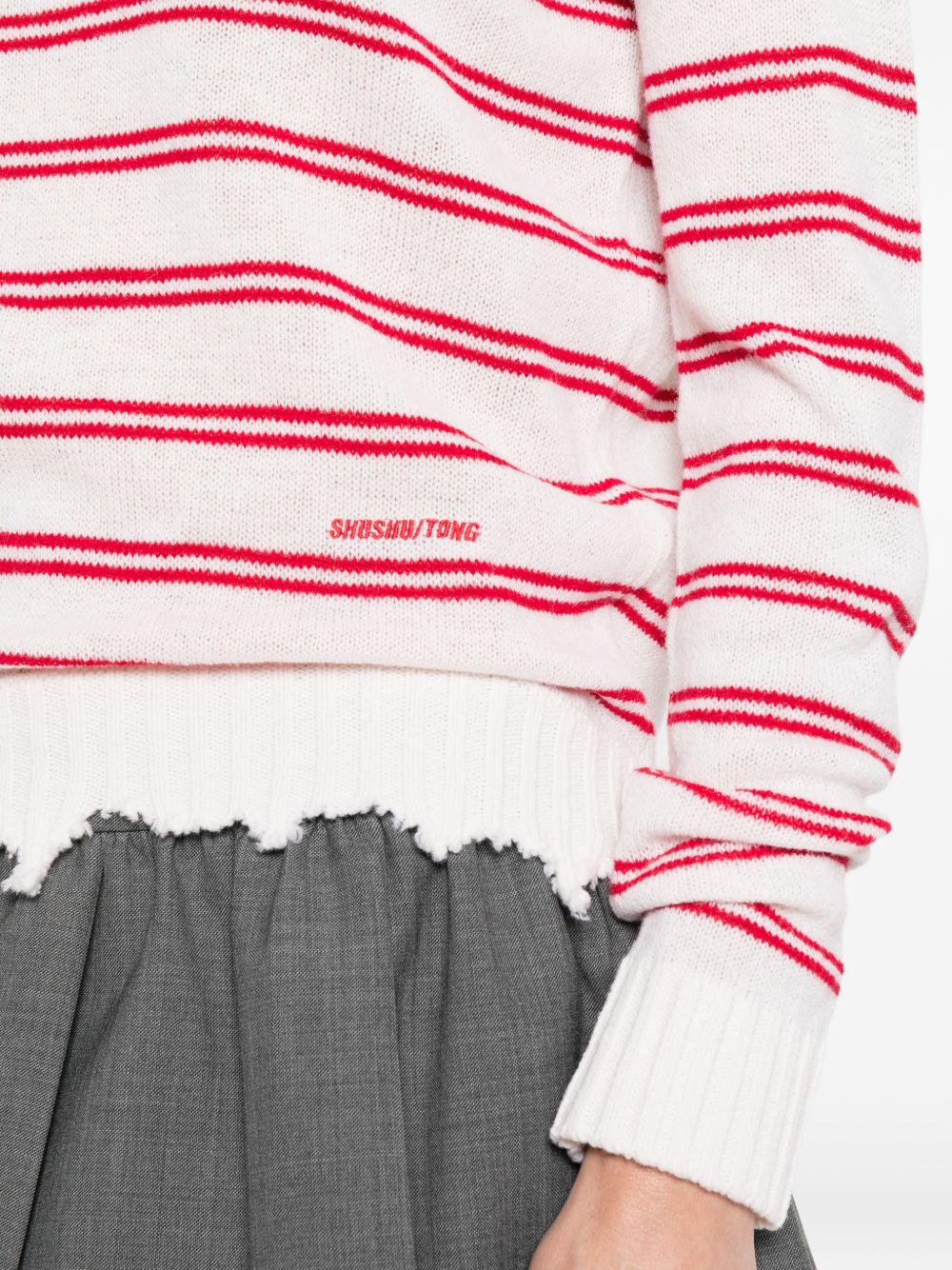 Polo a righe in bianco e rosso Shushu/tong - donna 