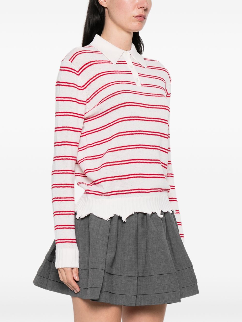 Polo a righe in bianco e rosso Shushu/tong - donna 