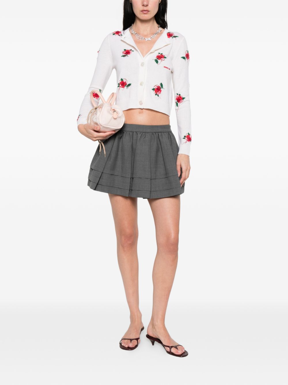 Cardigan con decorazione a fiori in bianco e rosso SHUSHU/TONG - donna 