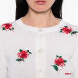 Cardigan con decorazione a fiori in bianco e rosso SHUSHU/TONG - donna 