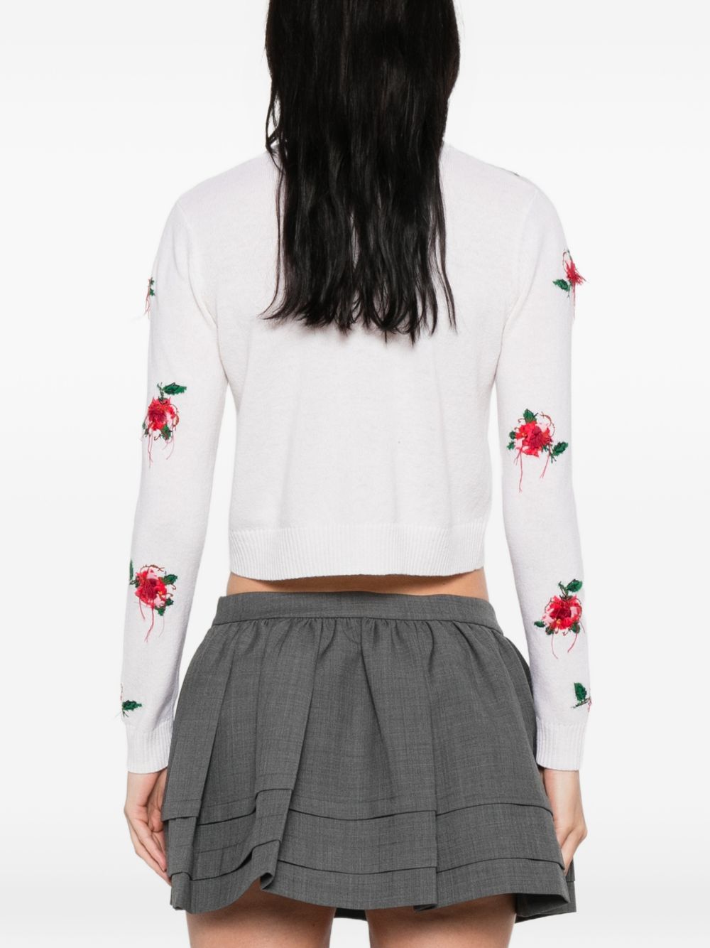 Cardigan con decorazione a fiori in bianco e rosso SHUSHU/TONG - donna 