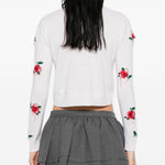 Cardigan con decorazione a fiori in bianco e rosso SHUSHU/TONG - donna 