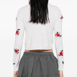 Cardigan con decorazione a fiori in bianco e rosso SHUSHU/TONG - donna 