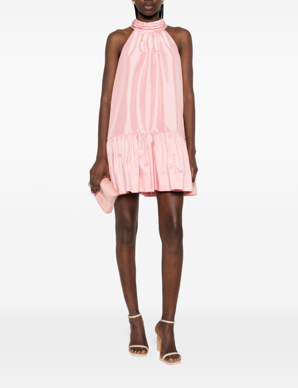 Mini abito collo alto e volant in rosa Simkhai - donna 
