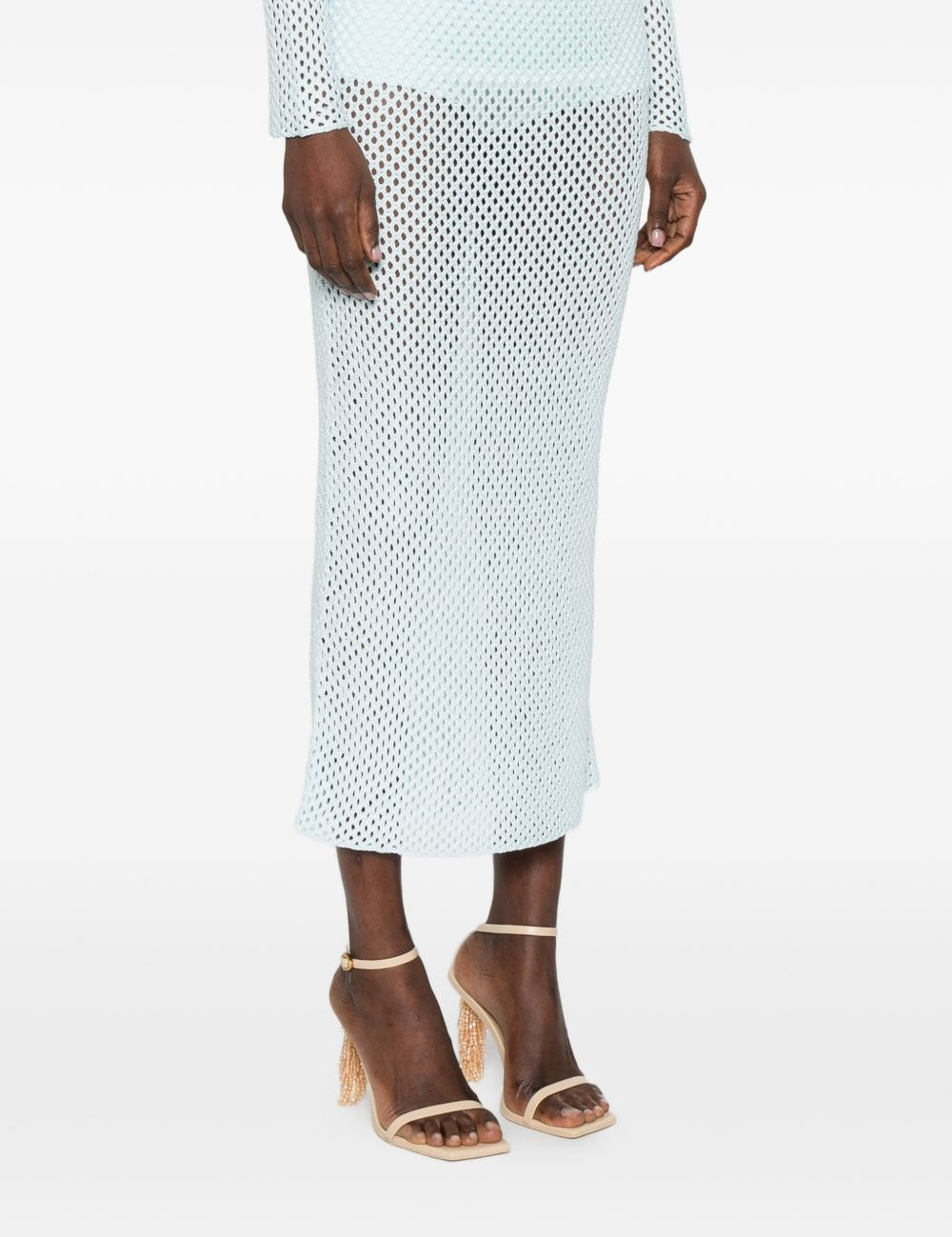 Gonna midi con doppio orlo arricciato in azzurro Simkhai - donna 