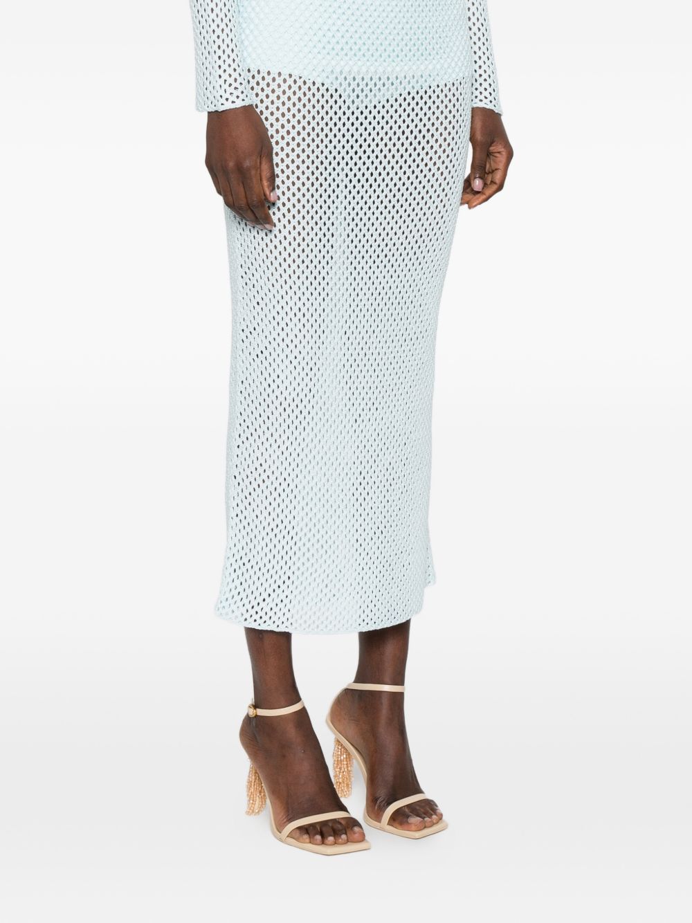 Gonna midi con doppio orlo arricciato in azzurro Simkhai - donna 