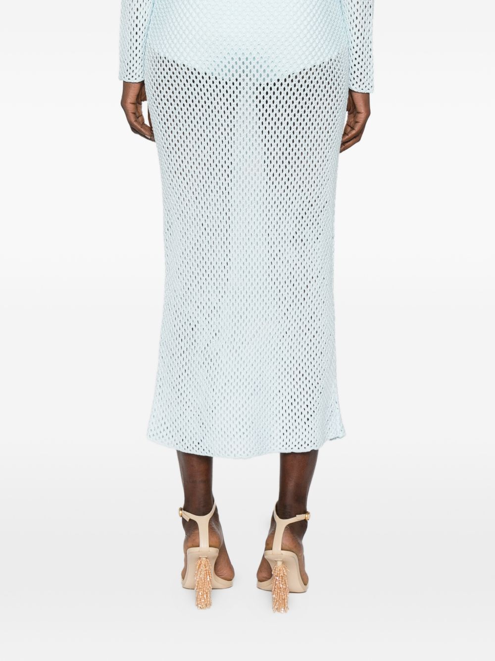 Gonna midi con doppio orlo arricciato in azzurro Simkhai - donna 