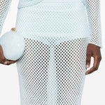 Gonna midi con doppio orlo arricciato in azzurro Simkhai - donna 