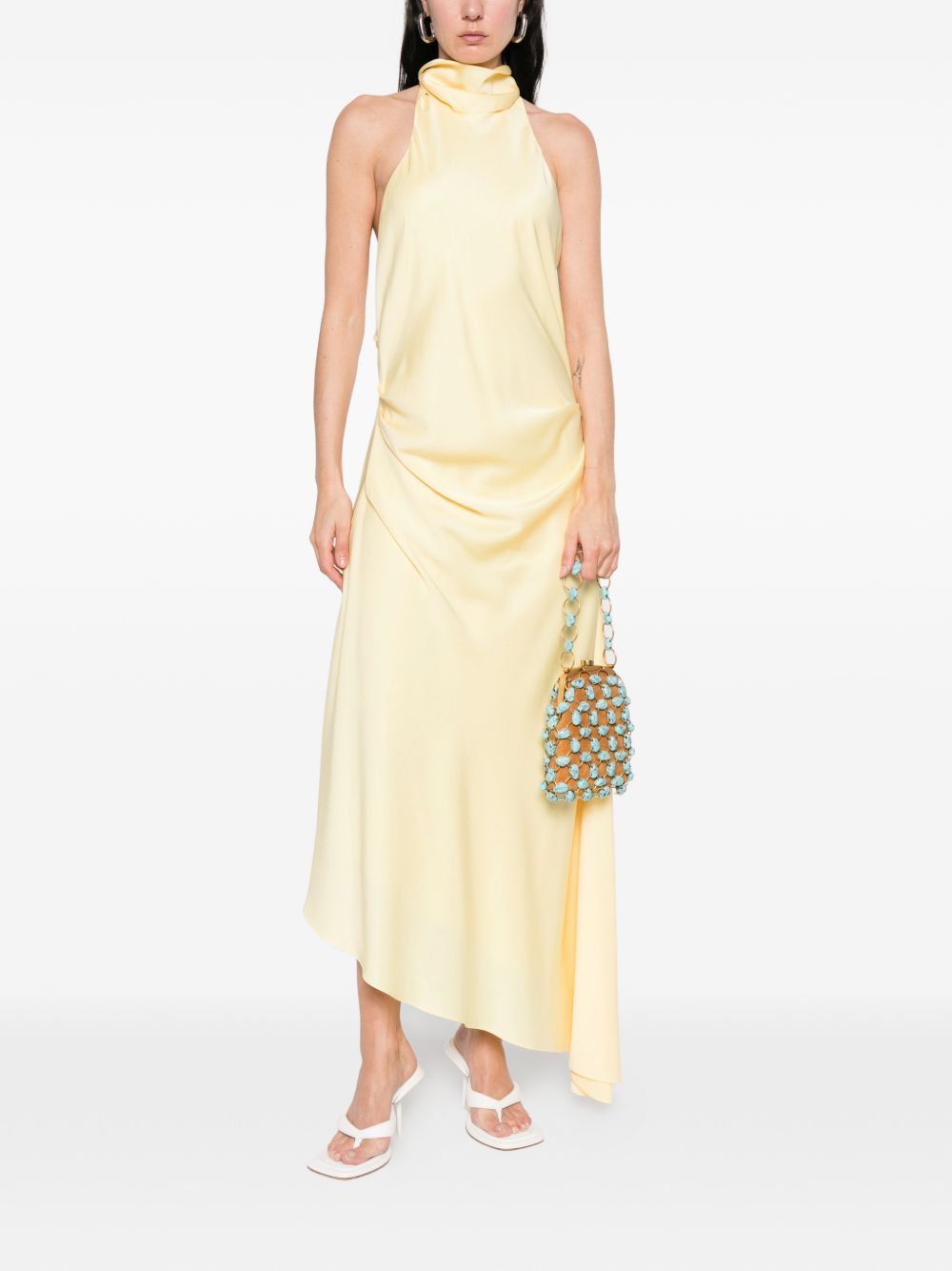 Abito midi in raso monica in giallo Simkhai - donna 