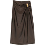 Gonna midi arricciata e decorata in marrone Simkhai - donna 