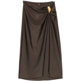 Gonna midi arricciata e decorata in marrone Simkhai - donna 