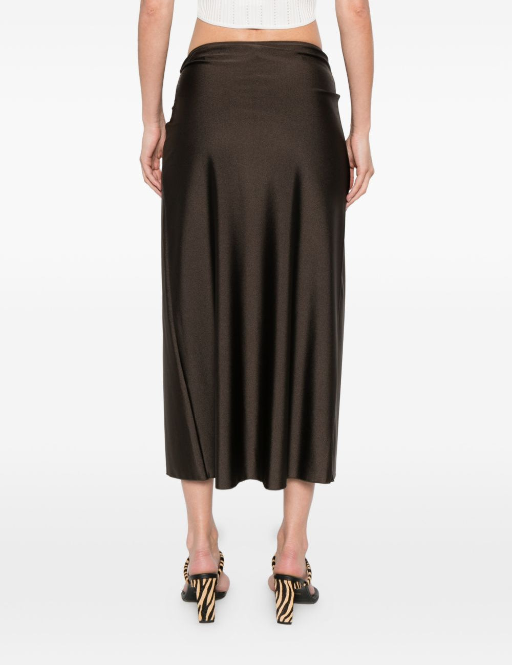 Gonna midi arricciata e decorata in marrone Simkhai - donna 