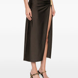 Gonna midi arricciata e decorata in marrone Simkhai - donna 