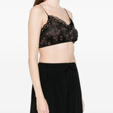 Top corto in pizzo floreale in nero Simone rocha - donna 